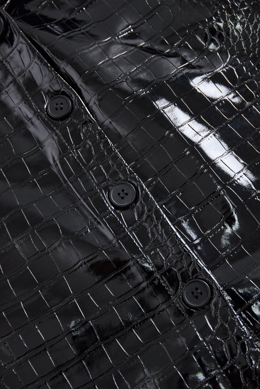 Glossy Black Crocodile Embossed Shirt