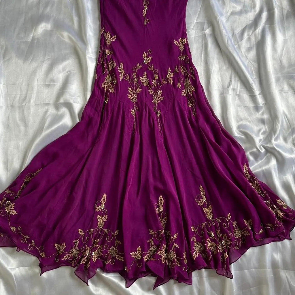Women's Purple and Gold Dress