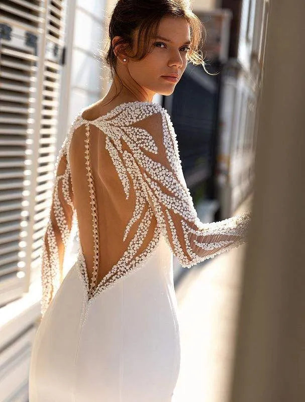 Slim White Wedding Dress