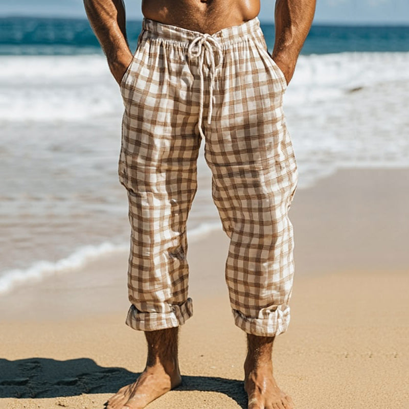 Men's Casual Cotton And Linen Trousers With Pockets