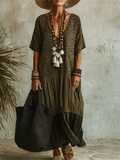 Casual Leopard-print Spliced chiffon & Cotton Dress