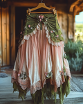 Summer Vacation Ruffle  Lace Patchwork Skirt  0d49