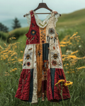 Summer Floral Bee Patchwork Embroidered Dress f5d9