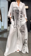 Newspaper Print Shirt & Pants Co-Ord Set