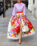 Women's Lapel Mosaic Printed Dress