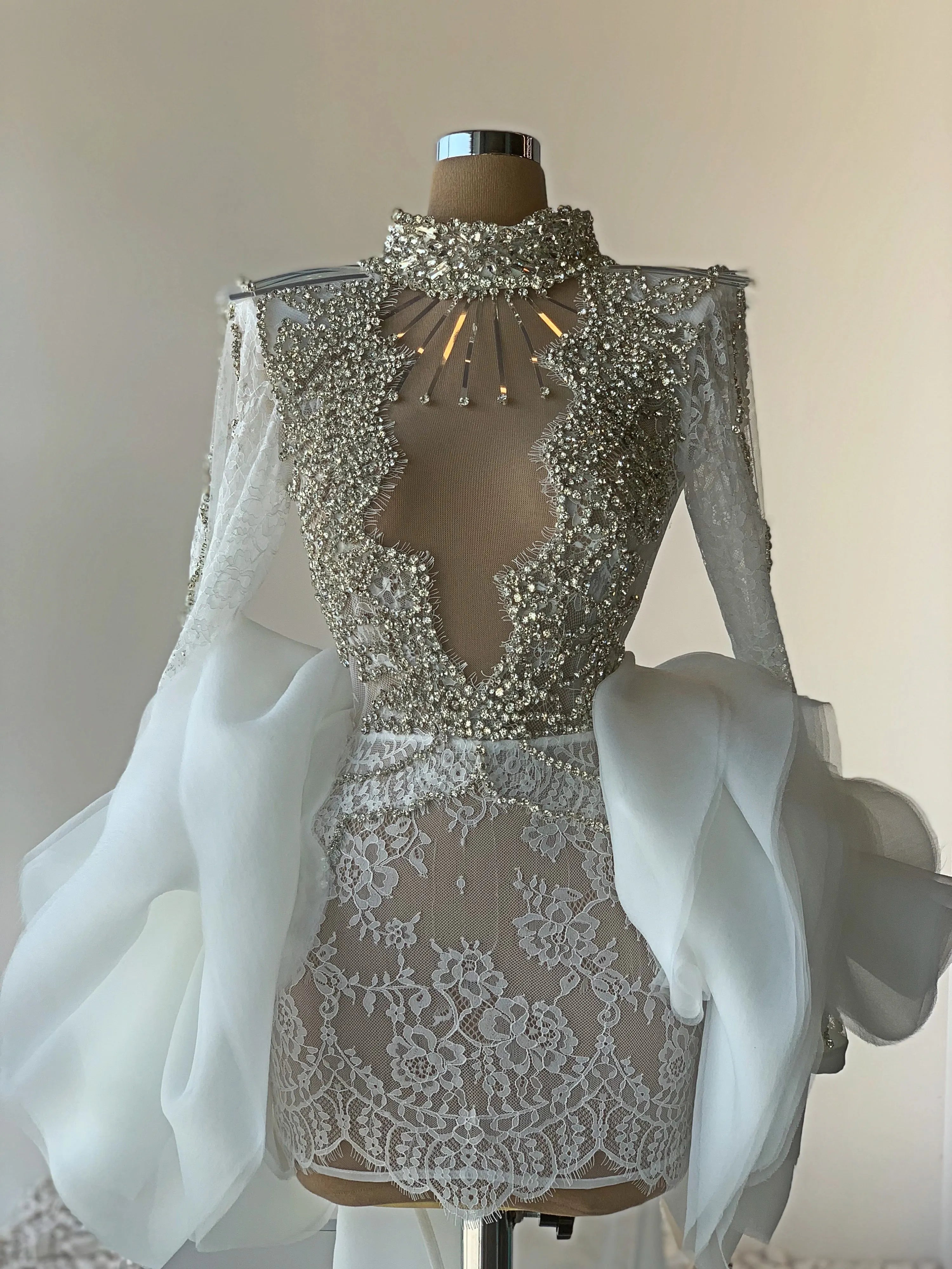 White Lace Embellished Dress