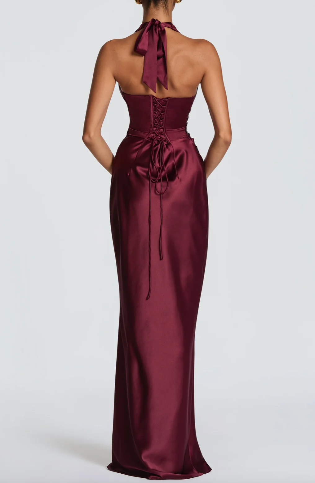 Burgundy Satin Mermaid Evening Maxi Dress Collection