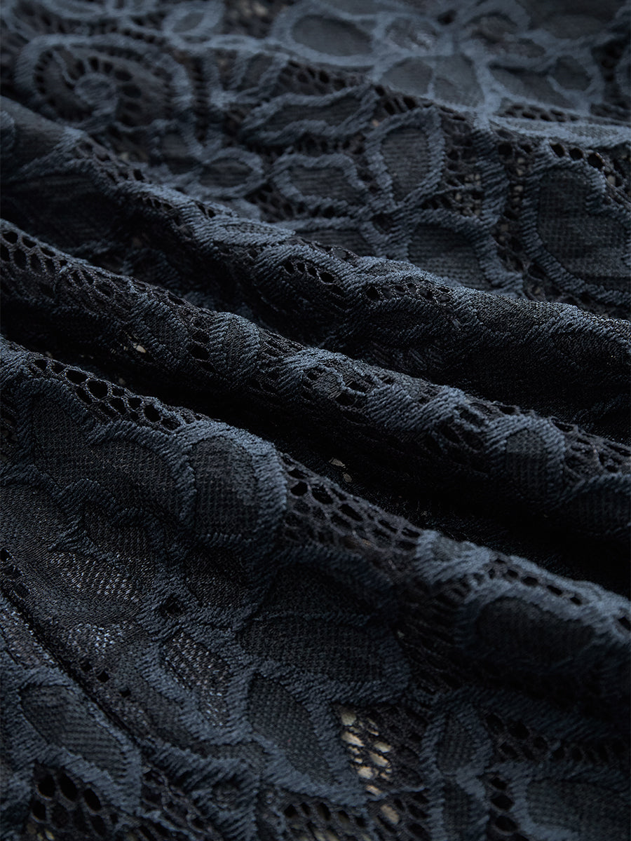 [24-hour shipping out]Vintage Bohemian Blue Lace Sleeveless Midi Dress
