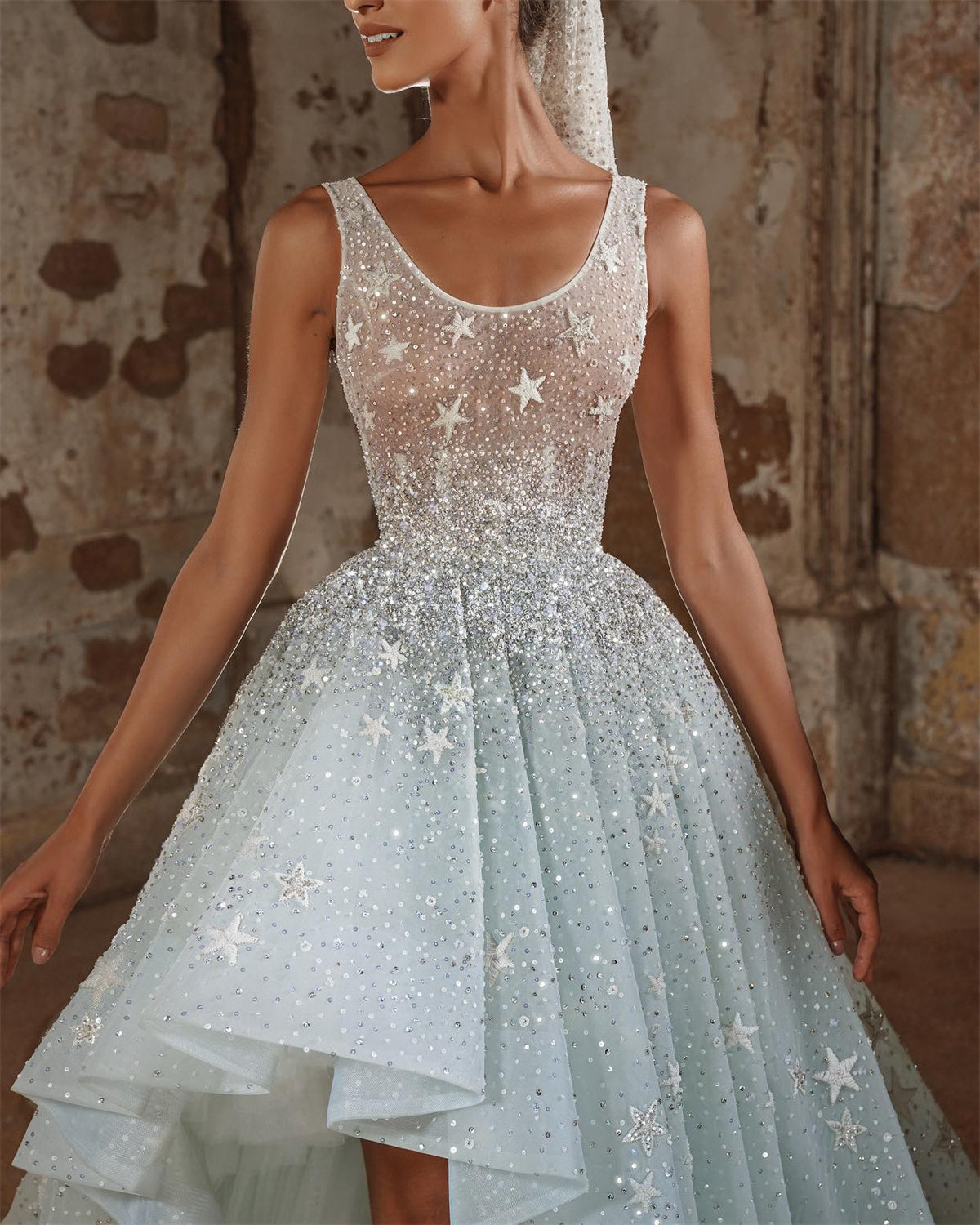 Women's Sleeveless Irregular Star Sequin Dress