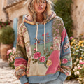 Vintage Rose Floral Patch Comfortable Warm Hoodie