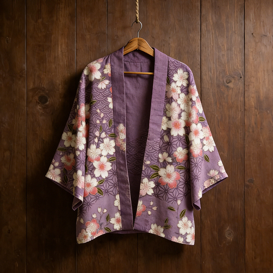 Japanese Art Style Cherry Blossom Pattern Cardigan