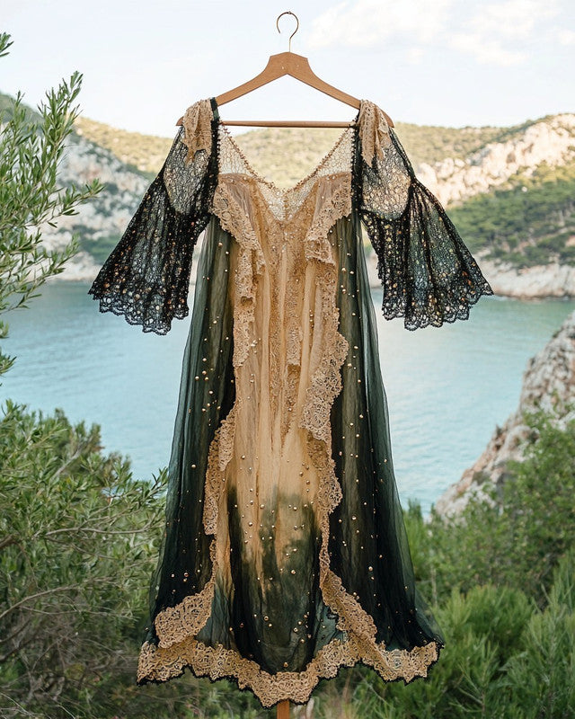 Summer Holiday Ruffle Lace Contrast Dress 5fa4