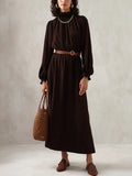 Refined Espresso Smocked Neck Maxi Dress