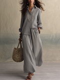 Relaxed Grey Shirt Wide Leg Co-ord Set