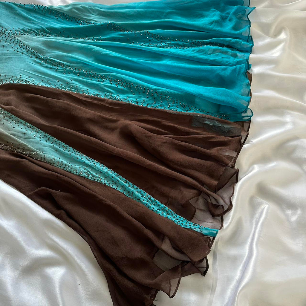 Women's Brown and Blue Dress