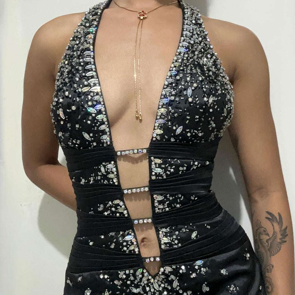 Women's Black and Silver Dress