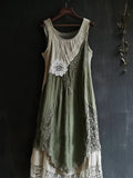 Vintage Lace Patchwork Comfy Linen Tank Dress