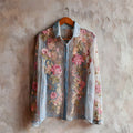 Vintage Pink Floral Embroidered Flowy Blouse