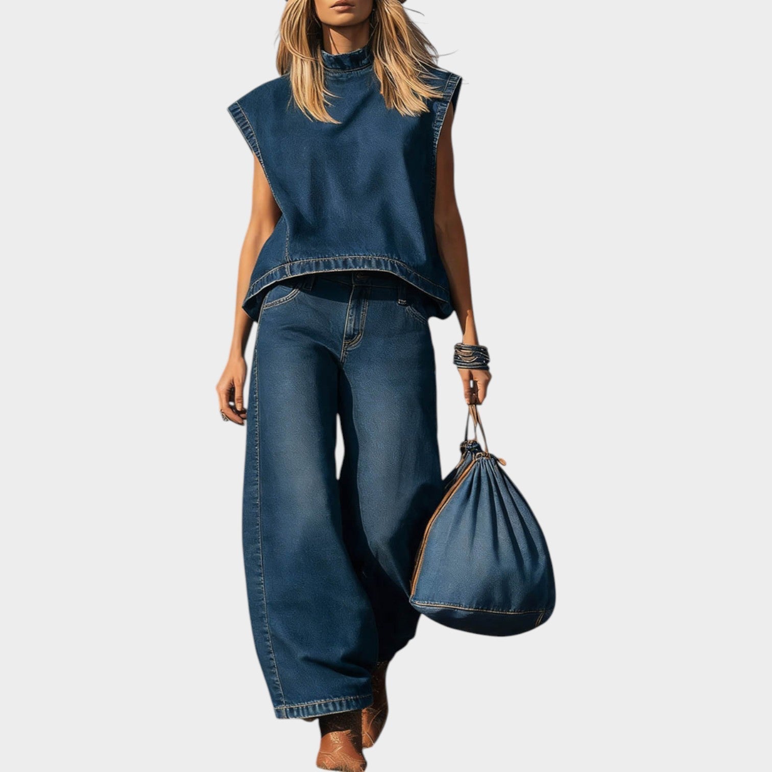 Modern Denim Two-Piece Set