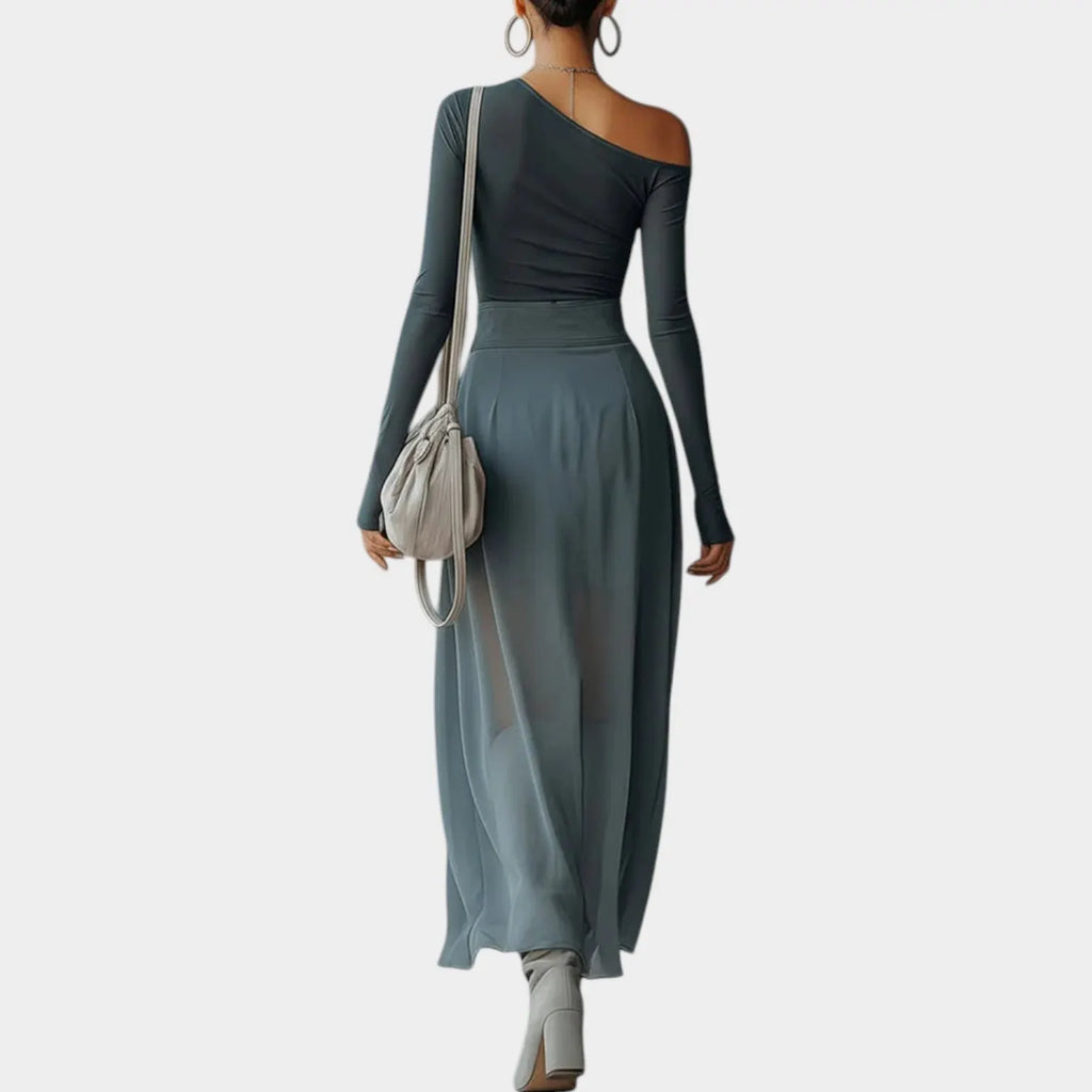 Asymmetrical One-Shoulder Sheer Dress