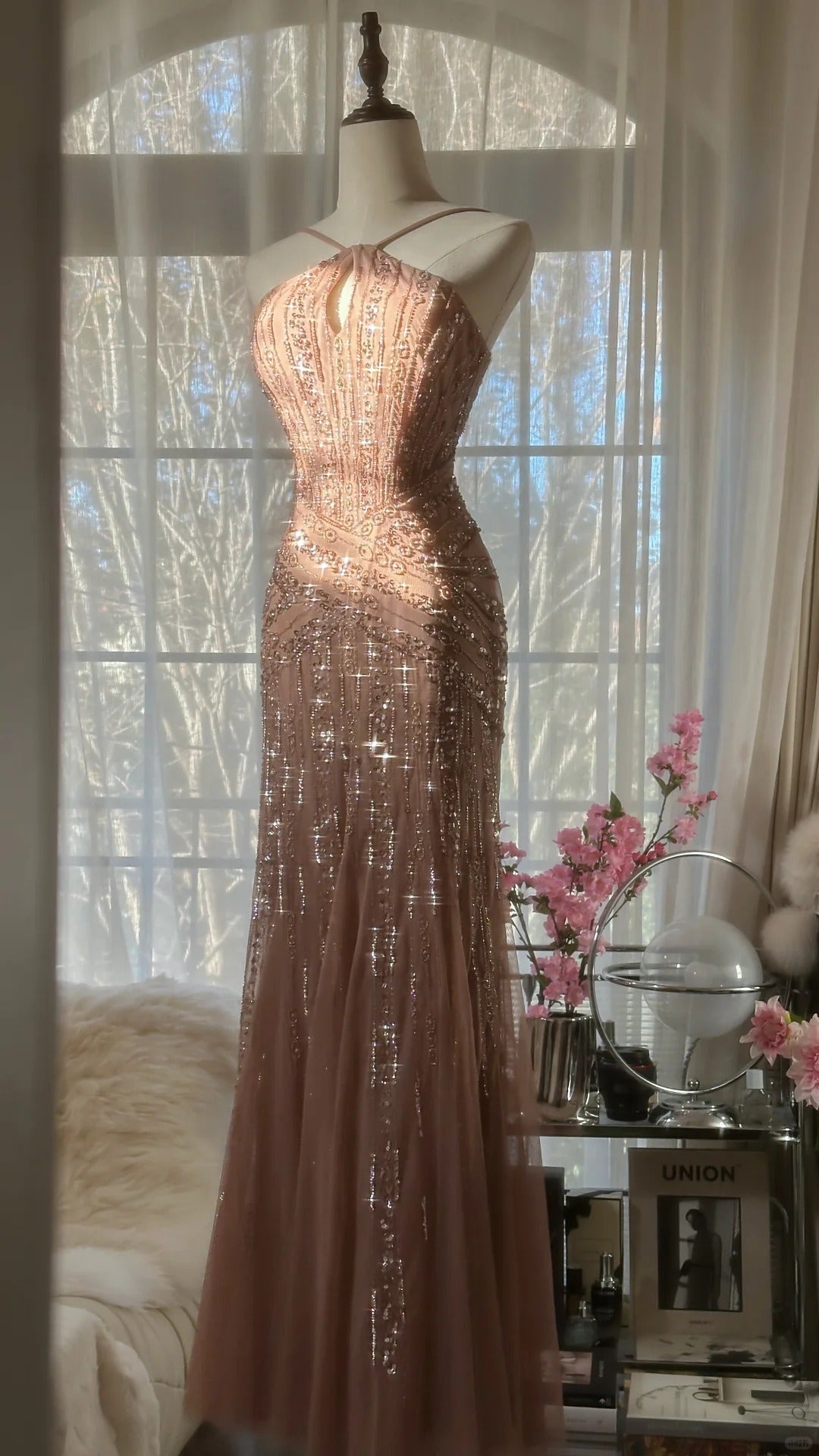 Vintage Champagne Evening Dresses, Sleeveless Long Party Gowns  25518
