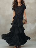 Flowing Tiered Chiffon Maxi Skirt Set