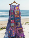 Vintage Summer Print Patchwork Dress 7da9