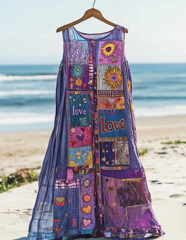Vintage Summer Print Patchwork Dress 7da9