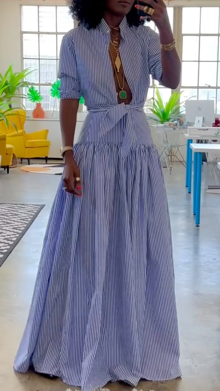 Striped Maxi Shirt Dress