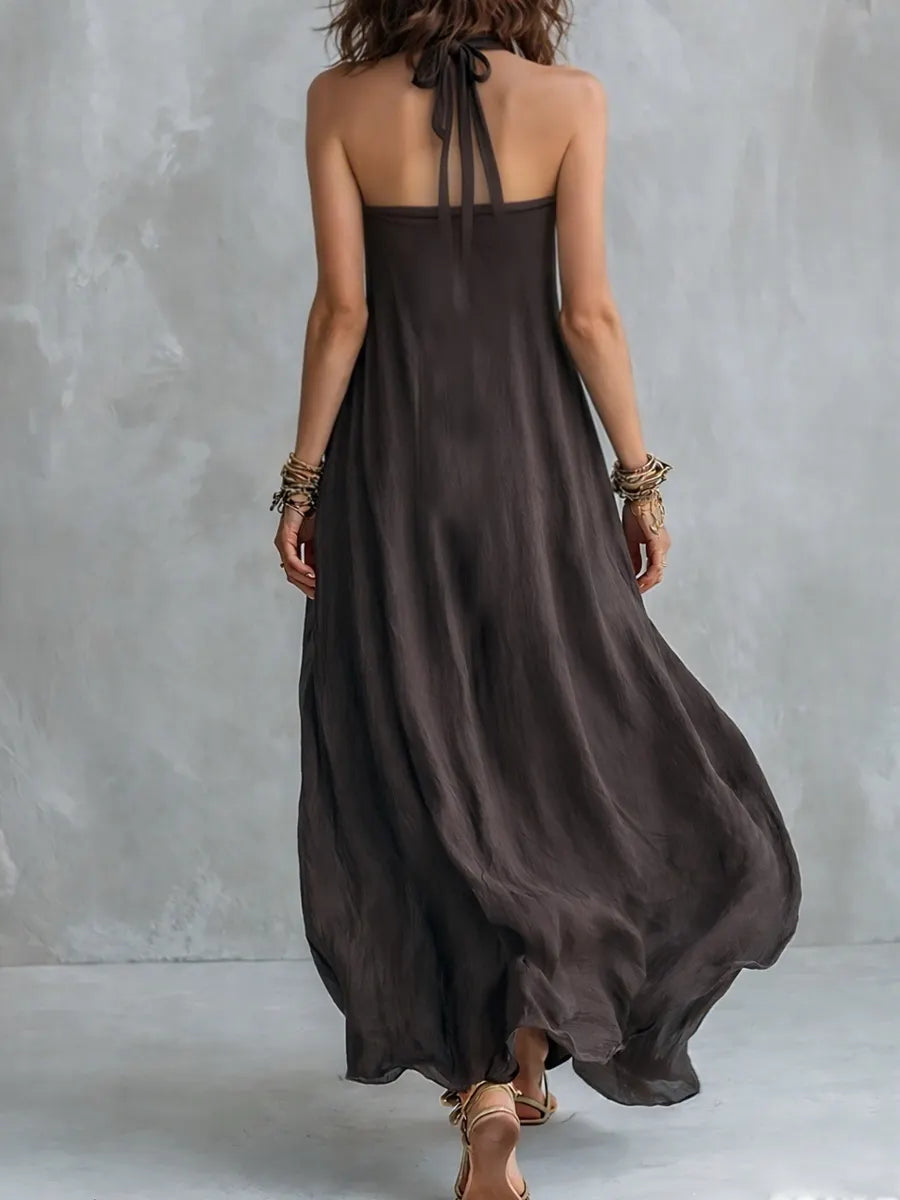 Charcoal Gray Bohemian Style Off The Shoulder Loose Maxi Dress