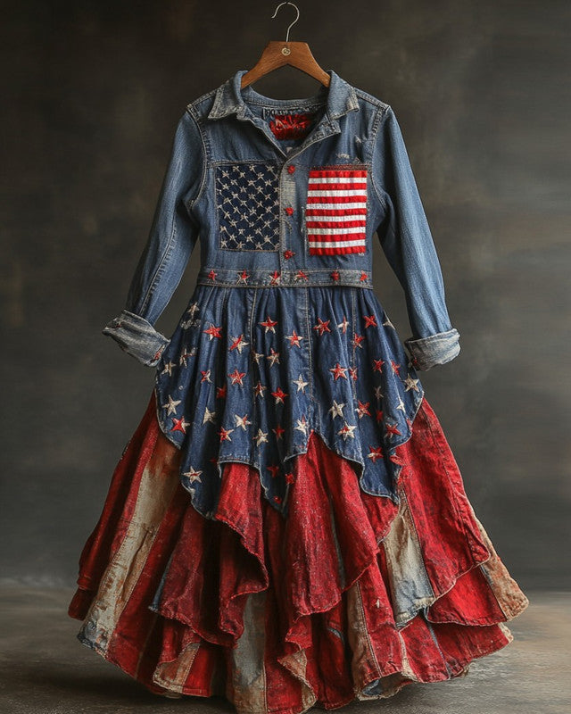 Summer Casual Independence Day Themed Maxi Dress 5193
