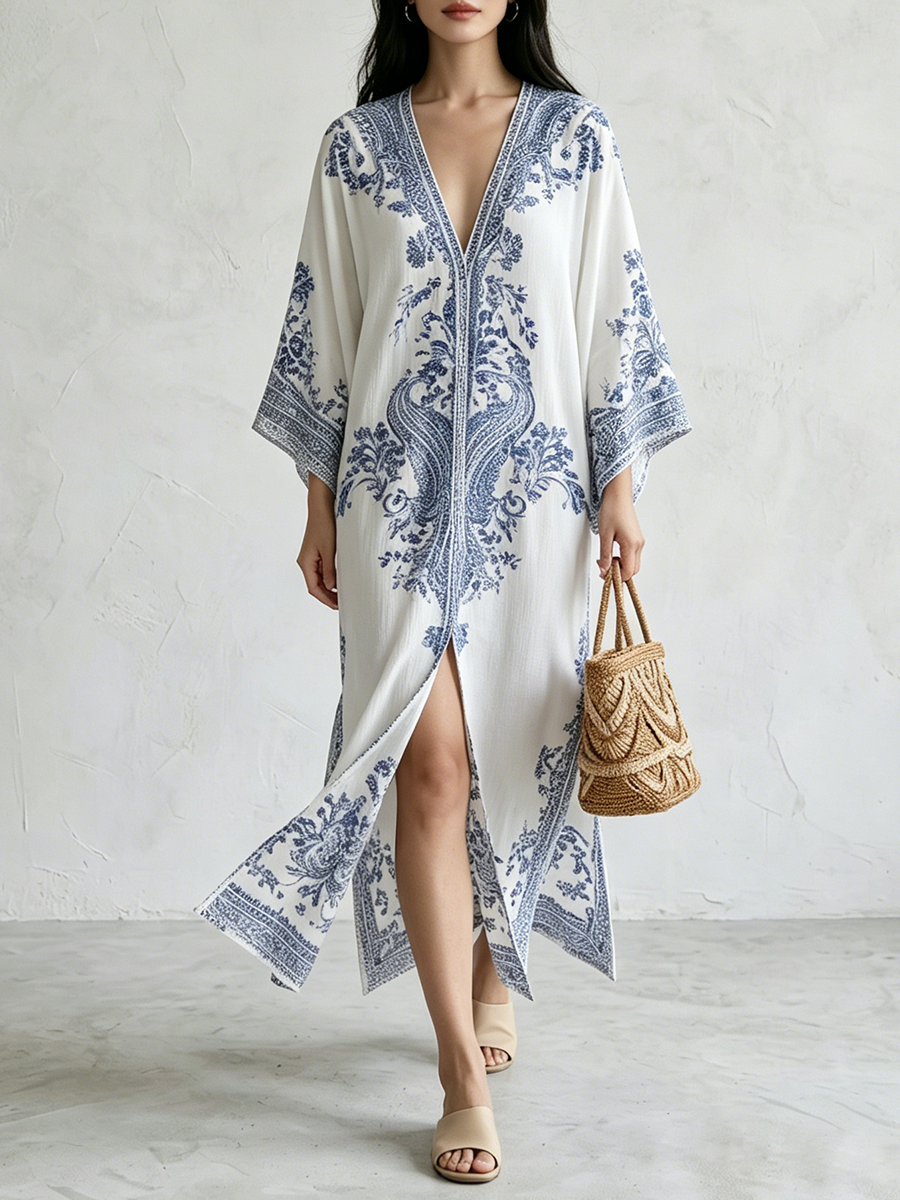 Azure Paisley Resort Maxi Dress