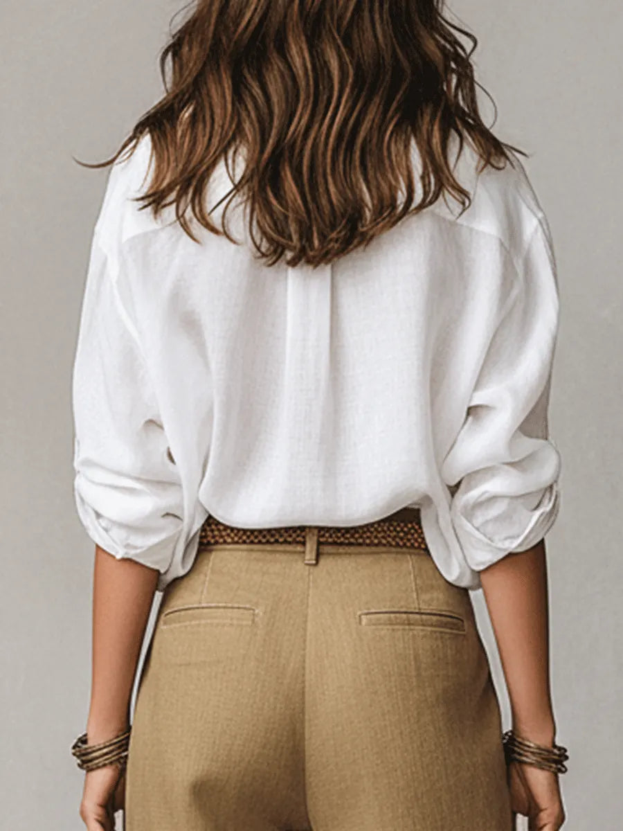 Bohemian Effortless Linen White Blouse