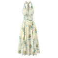 Evelisse Halterneck Corset Midi Dress – Summer Wedding Guest and Holiday Midi Dress in White or Yellow Floral Print