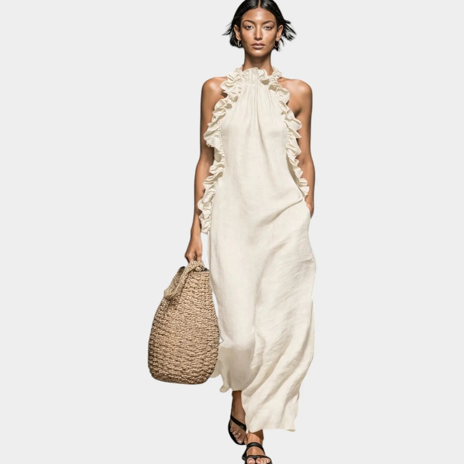 Ruffle Halter Maxi Dress