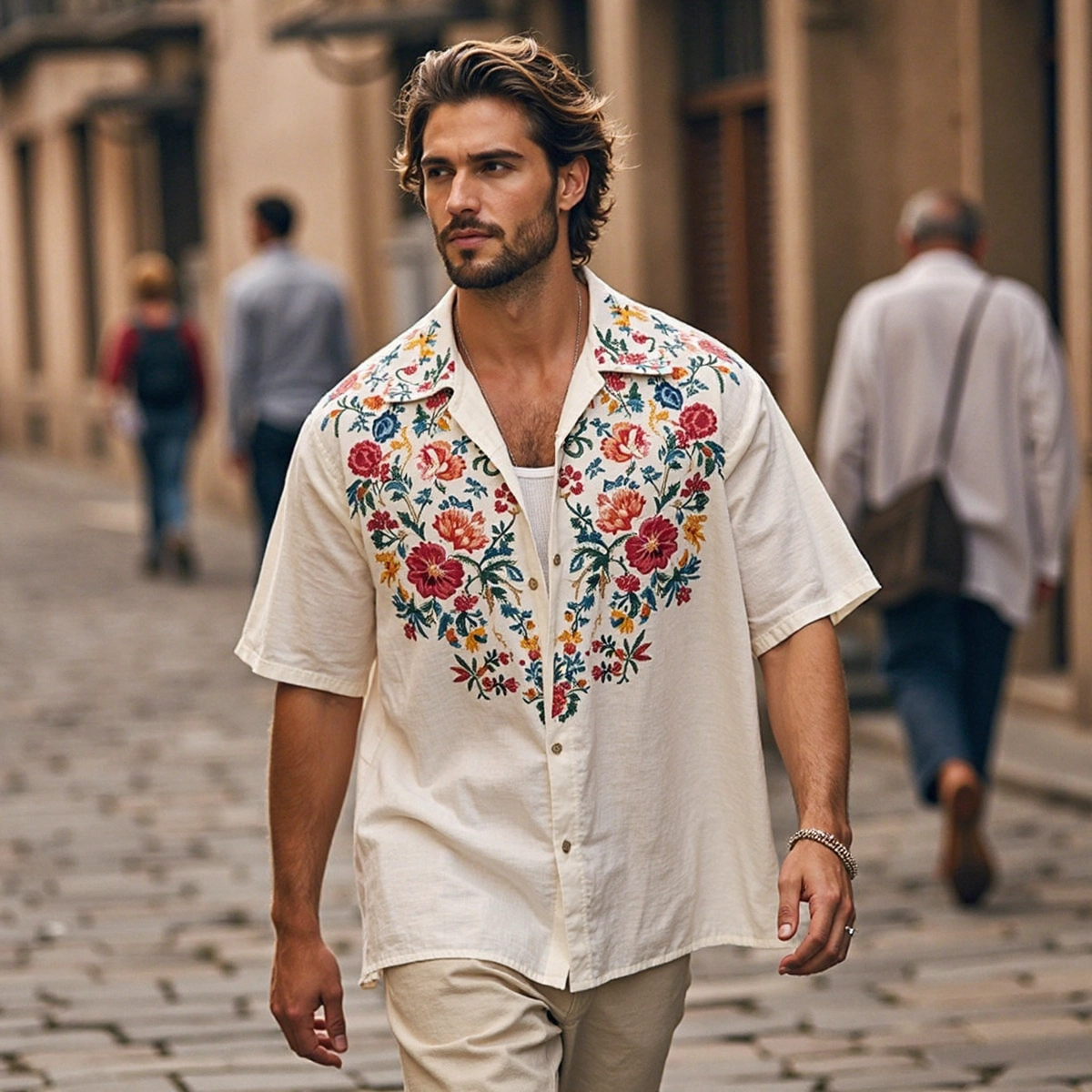 Men's Bohemian Resort Linen Shirt