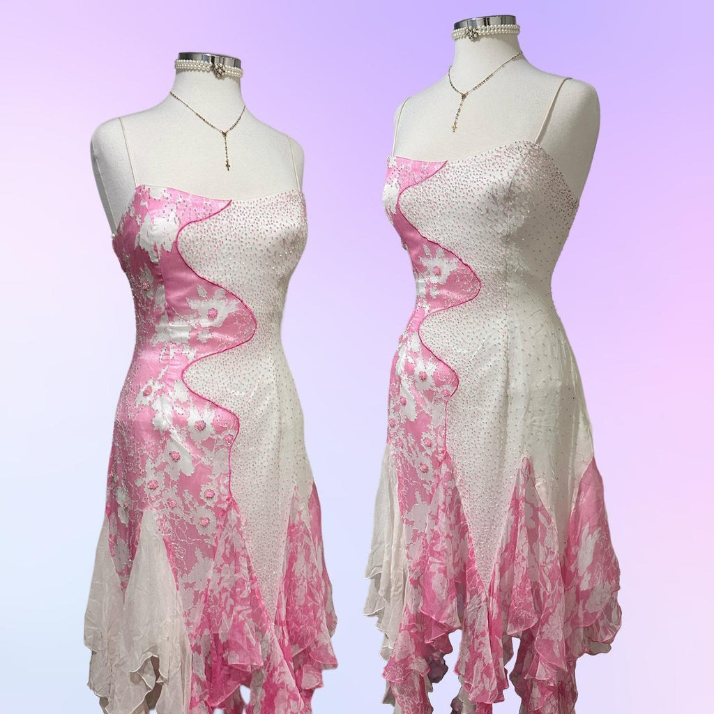 Women's White and Pink Dress