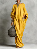 Minimalist Casual Sleeveless Cotton And Linen Long Dress