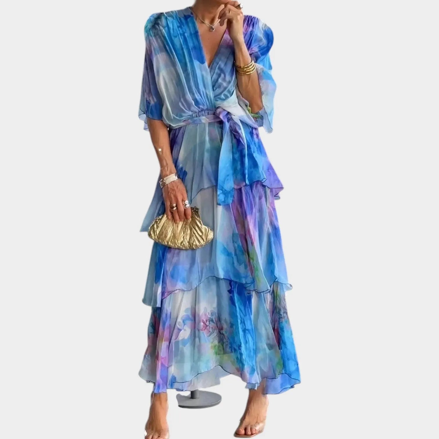 Romantic Watercolor Maxi Dress
