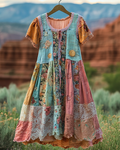 Summer Vintage Floral Lace Patchwork Dress 19f7