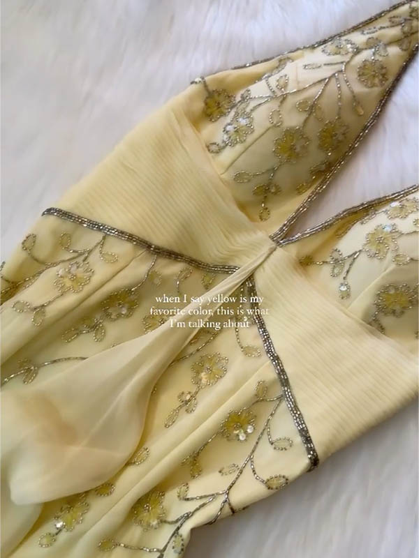 Butter Yellow Beaded Halter Maxi Dress