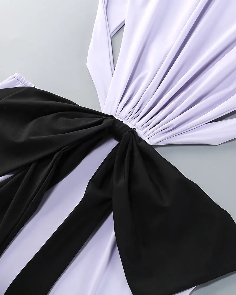 Bow Detail Cut Out Maxi Dress Lavender