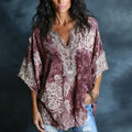 Women's Bohe Floral Tie Dye Art Print Flowy Linen Blend Casual Short Sleeve Tops