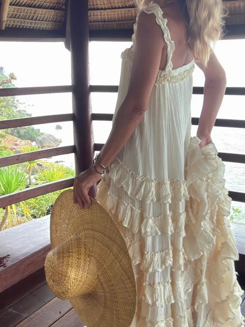 Bohemian Ruffled Tiered Maxi Dress