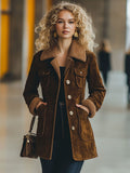 [24-hour shipping out]Casual Loose Retro Suede Lamb Wool Patchwork Multi-Pocket Coat
