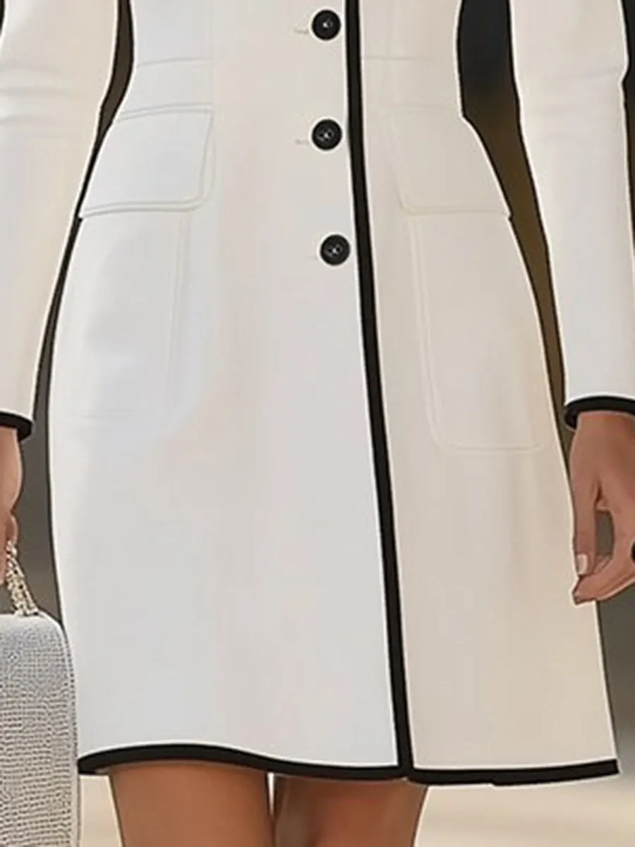 [24-hour shipping out]Light Luxury Contrasting Hem Round Neck Dress