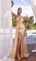 Satin Ruched One-shoulder Maxi Dress Ladivine CDS454