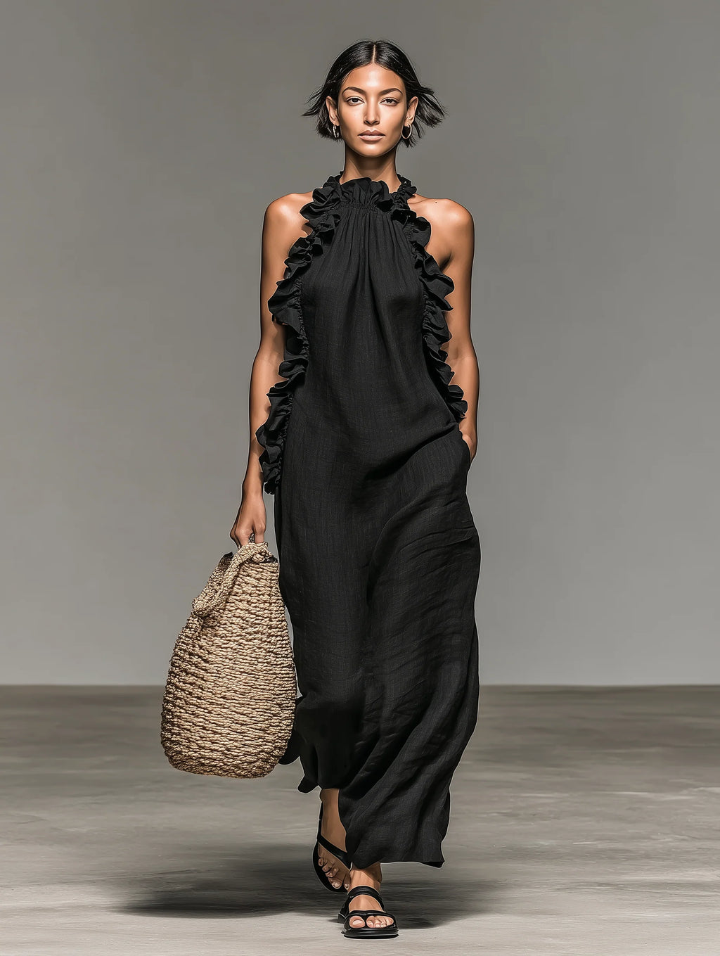 Linen Blend Sleeveless Summer Dress