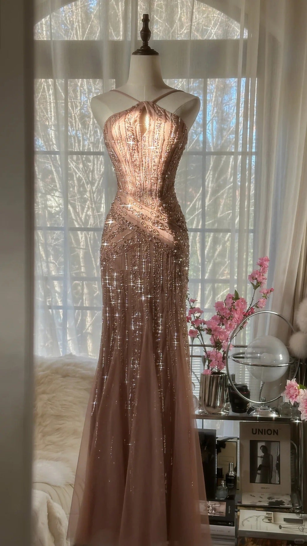 Vintage Champagne Evening Dresses, Sleeveless Long Party Gowns  25518