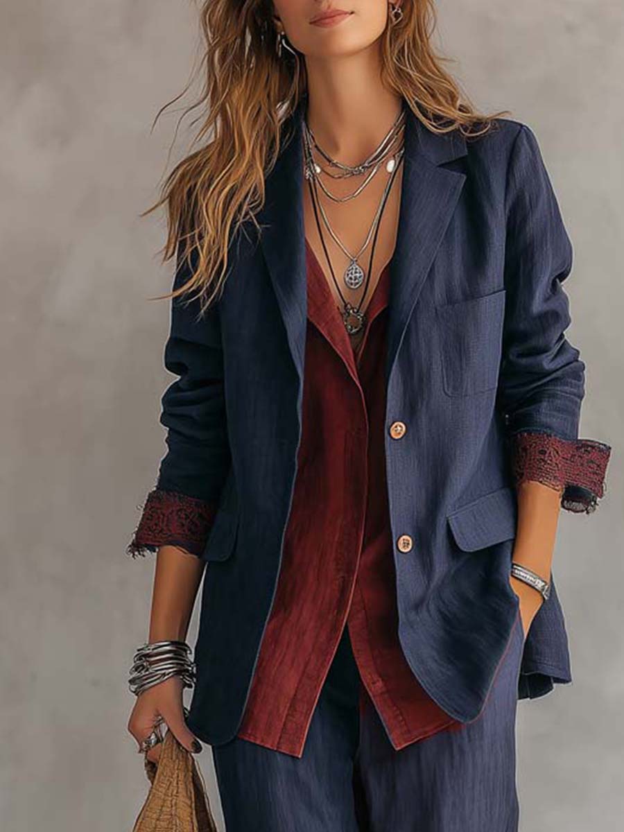 Lightweight Bohemian Cotton-Linen Suit Set